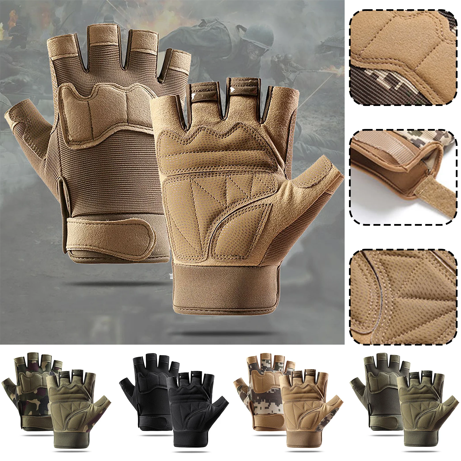 Bicycle Gloves Half Finger Tacticals Outdoor Gloves Wear Resistant Fitness Gloves For Rock Climbing