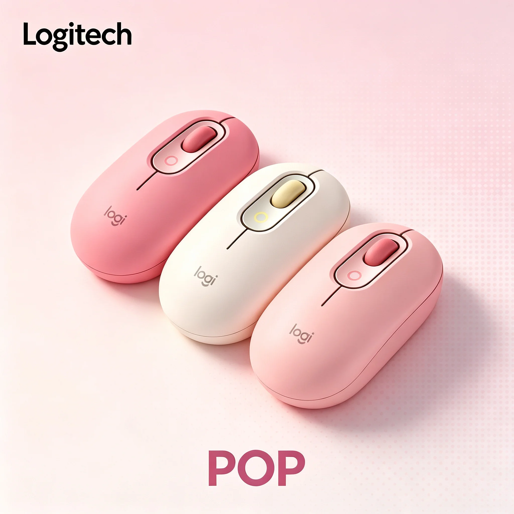 Logitech POP Silent Click Wireless Bluetooth Mouse Portable Mini Ergonomic Mice For Home Office Student Laptop Desktop