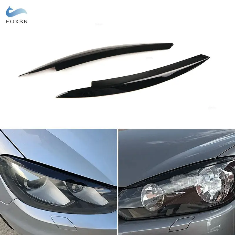 

ABS Glossy Black Car Accessories Headlight Eyebrow Eyelids Trim Cover For VW Golf 6 MK6 GTI GTR GTD 2009 2010 2011 2012 2013