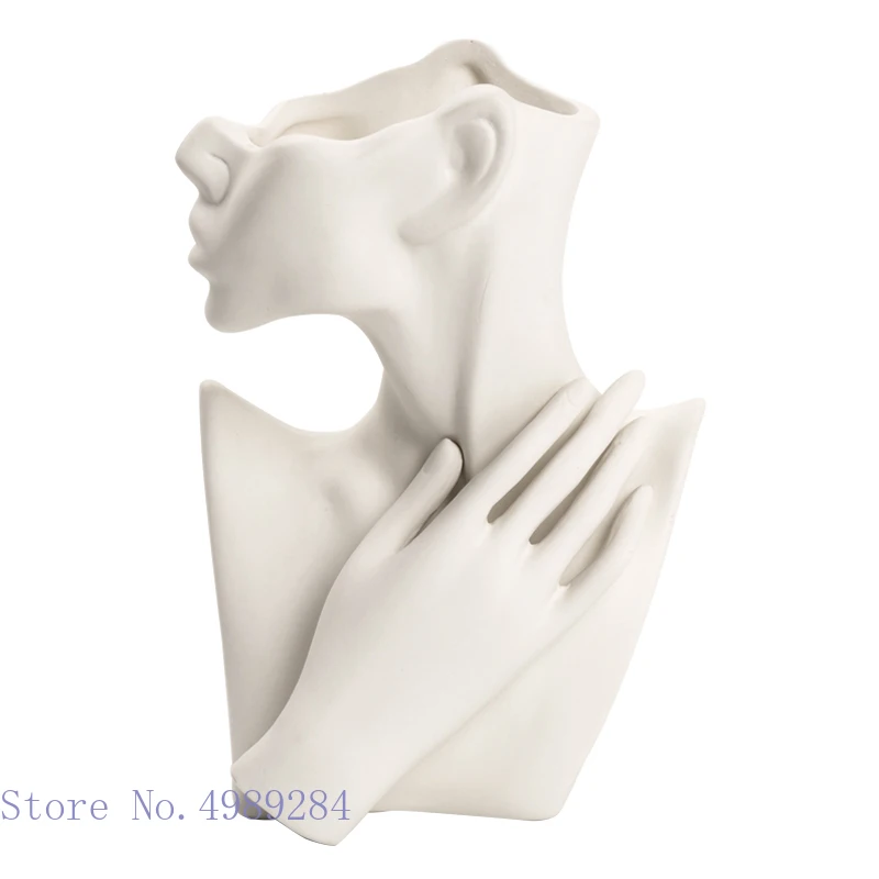 Ceramic Vase Abstract Human Body Half Face Flower Arrangement Artistic Portrait Ceramic Handicraft Ornaments Flower Vase