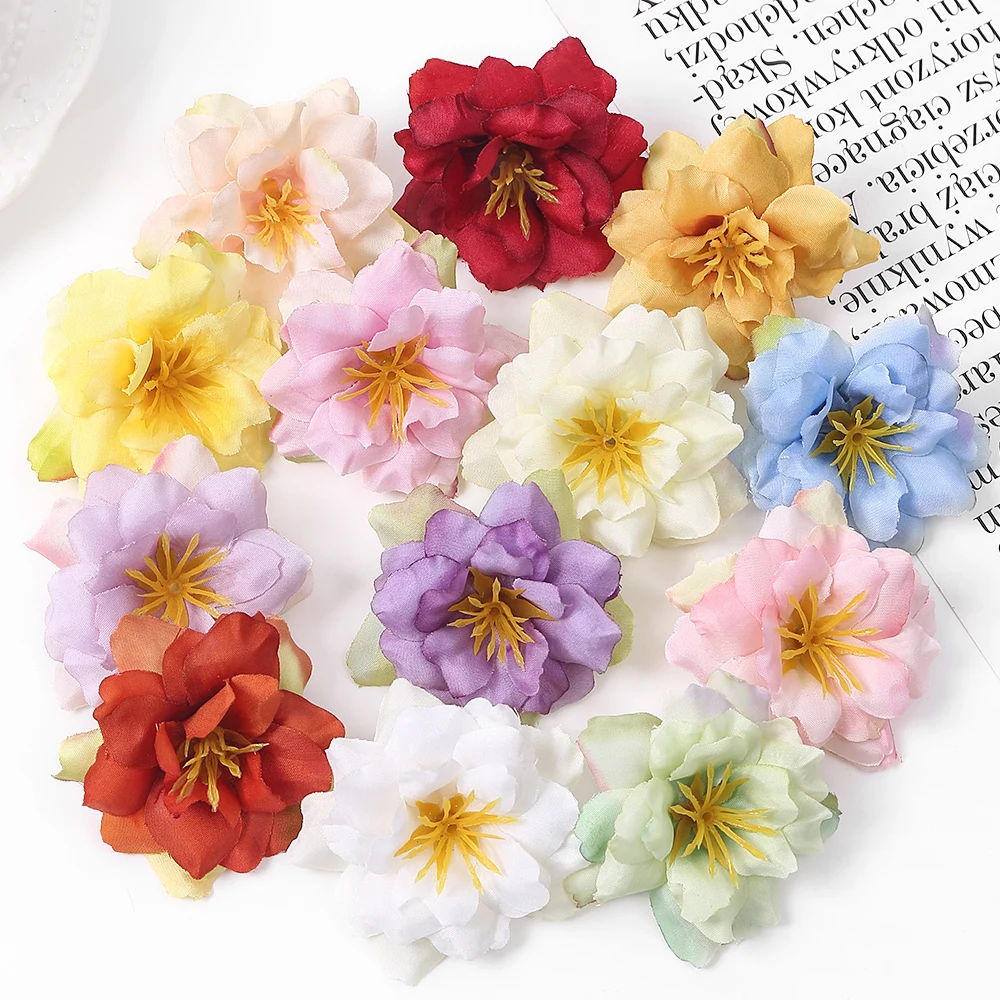 Wholesale 30Pcs Artificial Flowers Heads For Home Room Wedding Decoration DIY Bridal Hair Wreath Craft Accessories Fake Flower