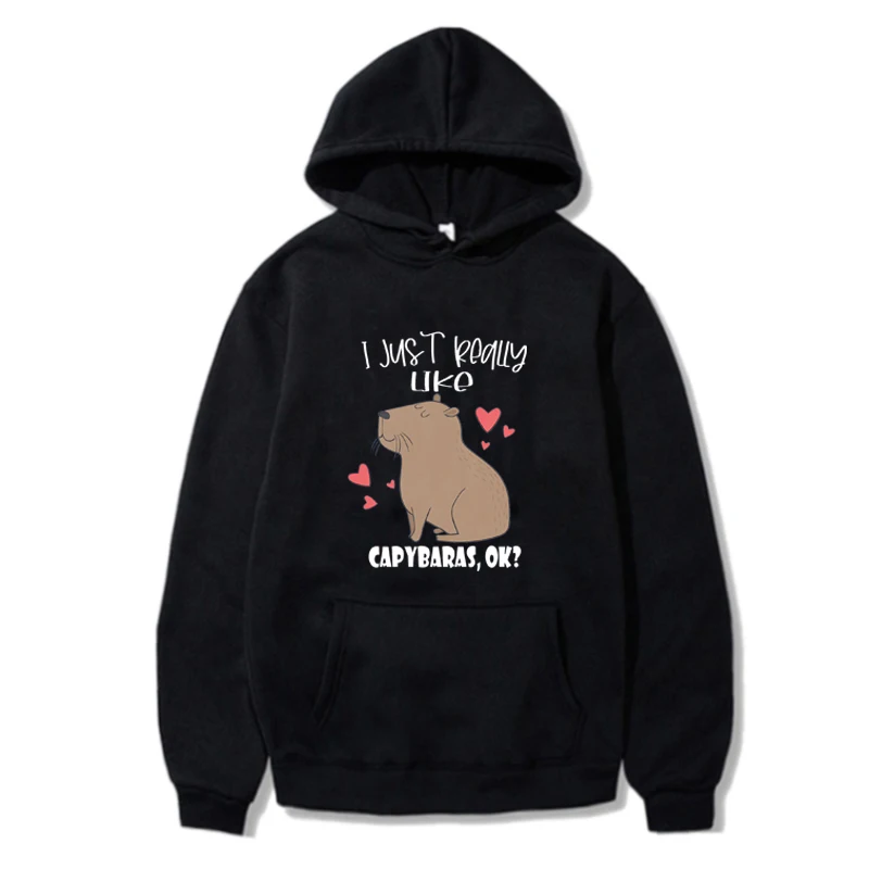 

I Just Really like Capybaras Hoodie Women Cute Kawaii Printed Homewear Sweatshirt Men Pullover Oversize Winter Clothes Vintage