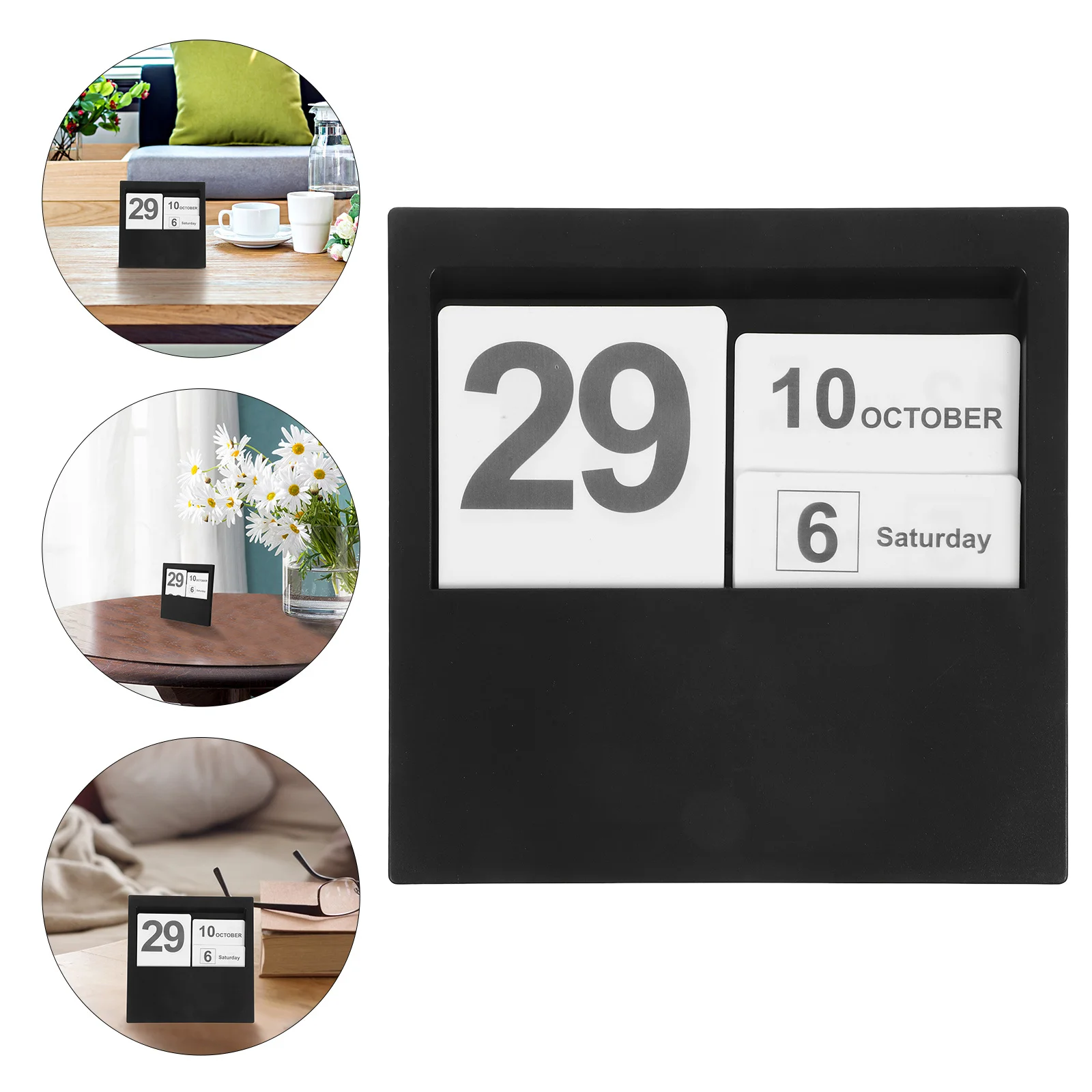 تقويم مكتب خشبي أنيق، كتلة زخرفية، ملحقات مكتبية دائمة، مستلزمات منزلية، ملحقات تقويم خشبية #3