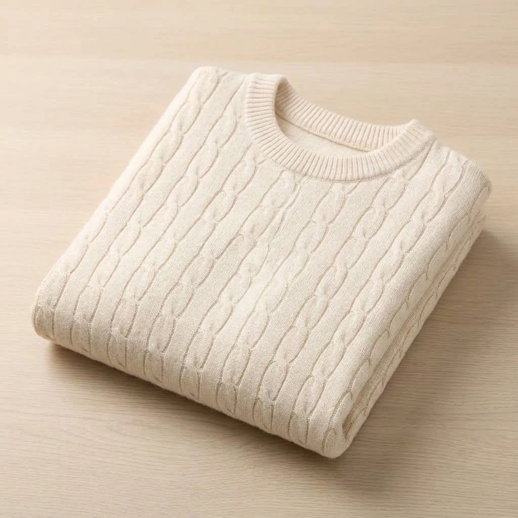Neue Herbst-Pullover mit Zopfmuster, weiche Rundhals-Langarm-Strickpullover, warme Thermo-Pullover, Oberteile, Winterbekleidung, Mäntel – Detail 8