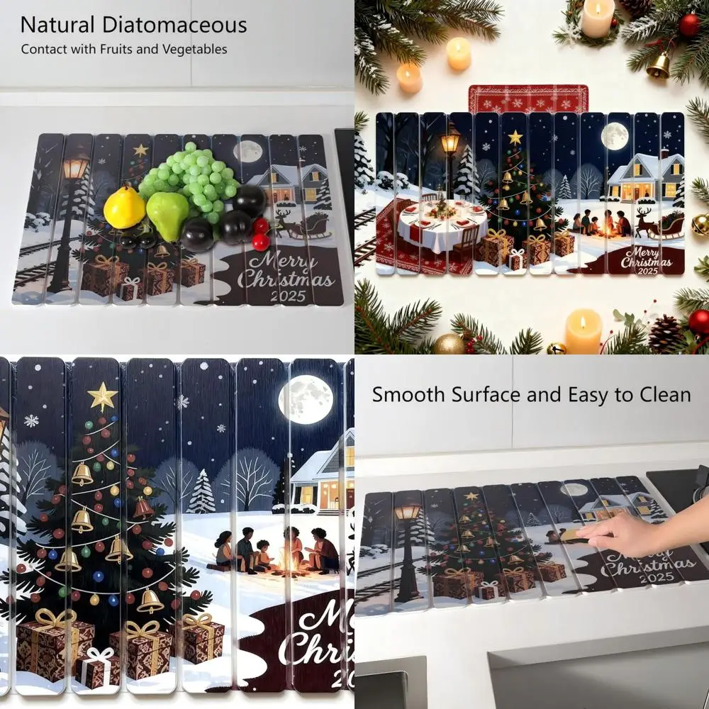 

Large Foldable Diatomaceous Stone Drying Mat, Absorbent Kitchen & Bath Mat, Ideal for Christmas and Festive Decor, 23.6x15.4
