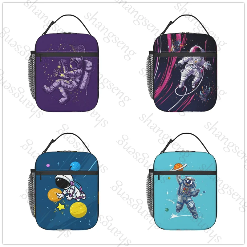 

Cartoon Astronaut Starry Sky Lunch Bag insulated bag,student thickened waterproof Bento Bag Outdoor Travel Ice Pack, Picnic Bag