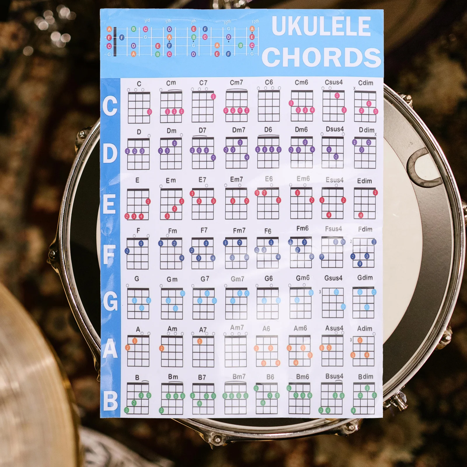 

1Set Ukulele Beginner Kit with Color Coded Chord Chart Stickers Fretboard Decals Picks Practice Tools for Kids and Adults