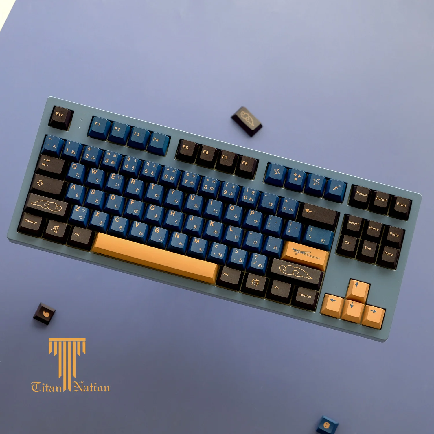 129 Keys/set GMK Blue Samurai Keycaps PBT Dye Subbed Key Caps Cherry Profile Keycap For Keychron Q2 65% 75% Anne GH60 GK64 Poker