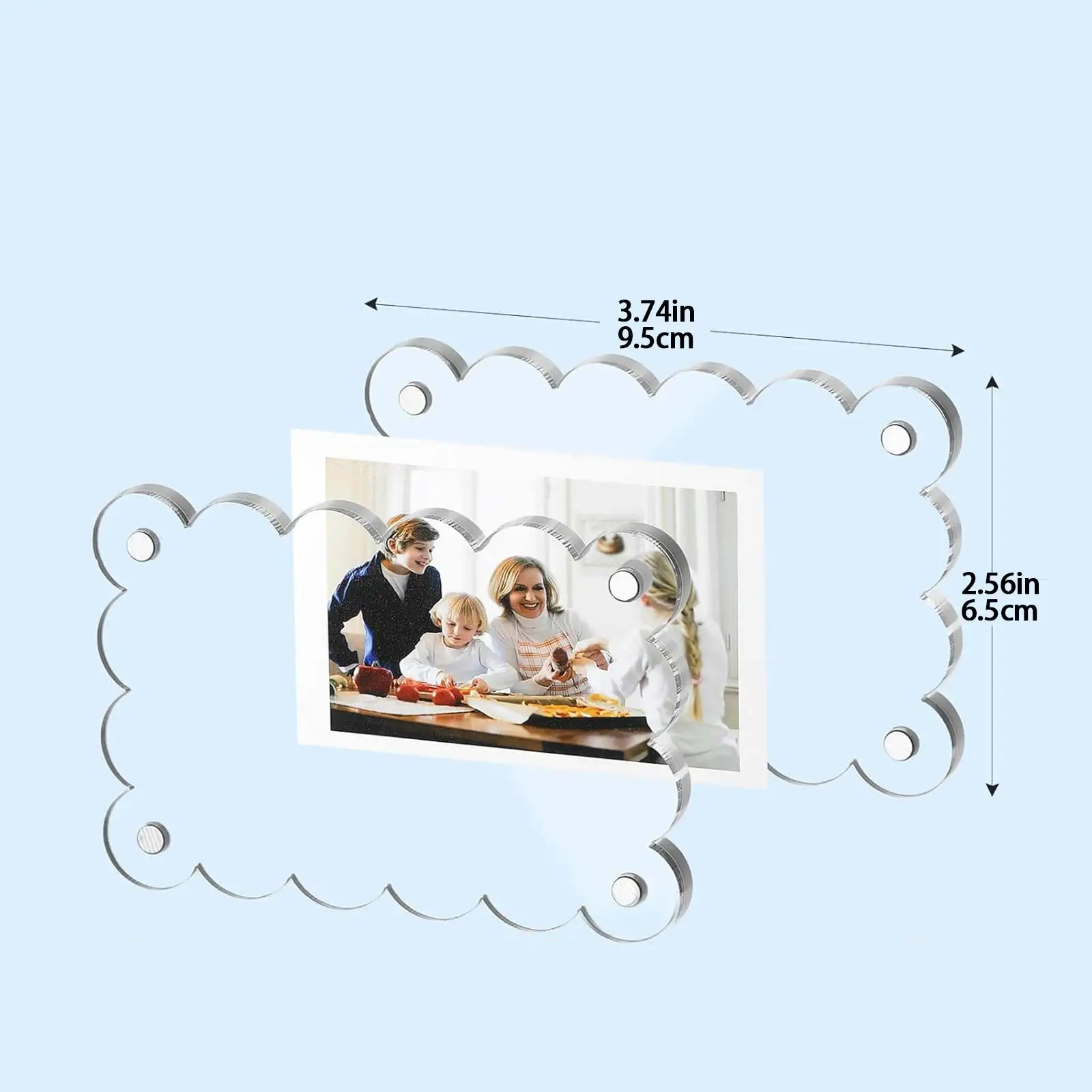 5/10Pcs 6.5x9.5cm Scalloped Edge Acrylic Magnetic Photo Frame 0.4cm Double Sided Clear Magnet Holder For Mini Photocard Hom
