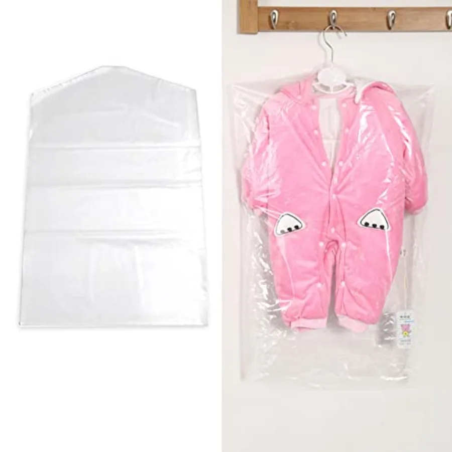 20 Pack Clear Plastic Clothes Covers, 27.5 Inch Dry Cleaning Bags Hanging Dust Proof Garment Bags for for Home Storage, Dry Cle