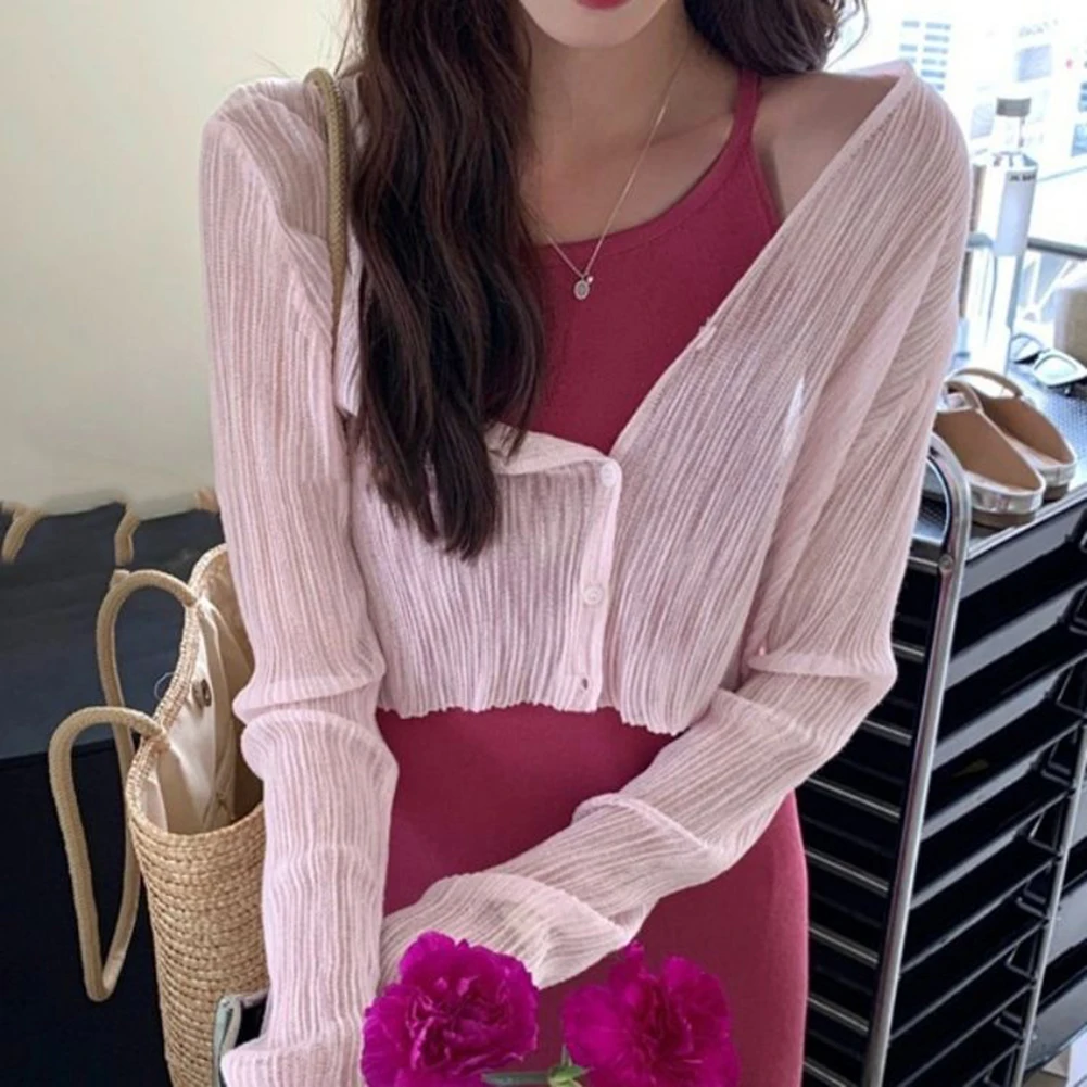 Camisa informal con cuello en V, Top de protección solar, ropa informal diaria, camisa de estilo de manga larga para Club, Top chal con protección solar