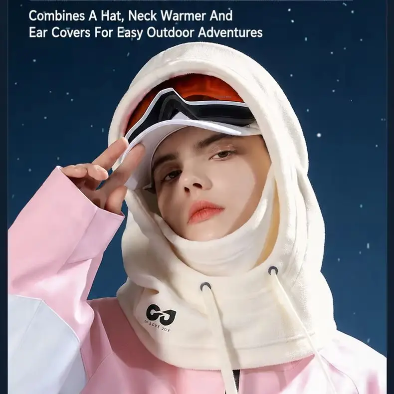 Thick Fleece Ski Beanie Outdoor Cycling Balaclava Thermal Face Neck Protector Windproof Hat Autumn Winter