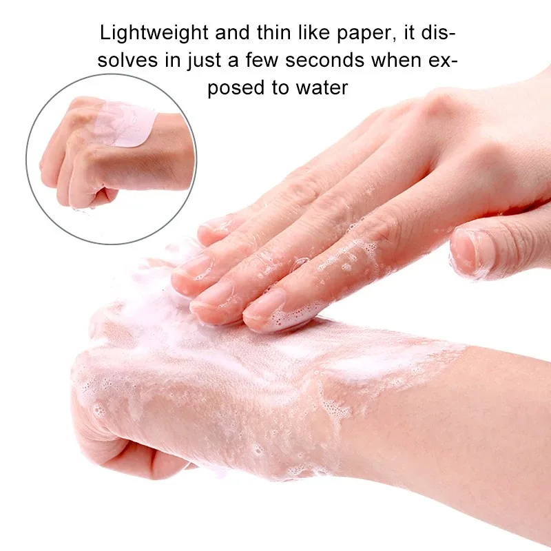 50Pcs Portable Bathroom Soap Slices Box Hand Washing Clean Soap Paper Tablets Outdoor Camping Travel Scented Foaming Soap