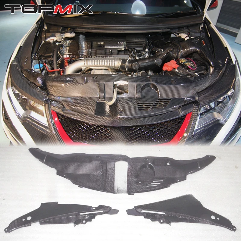 

For Honda Civic Type R FK2 2015-2017 Modified Upgraded Carbon Fiber Engine Bay Trim Aesthetic Kit Black Radiator Parts