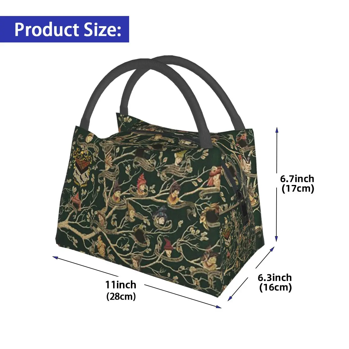 Noble House Of Black Family Tree Insulated Lunch Bag for Women Picnic Storage Food Boxes Container Cooler Thermal Lunch Box Tote
