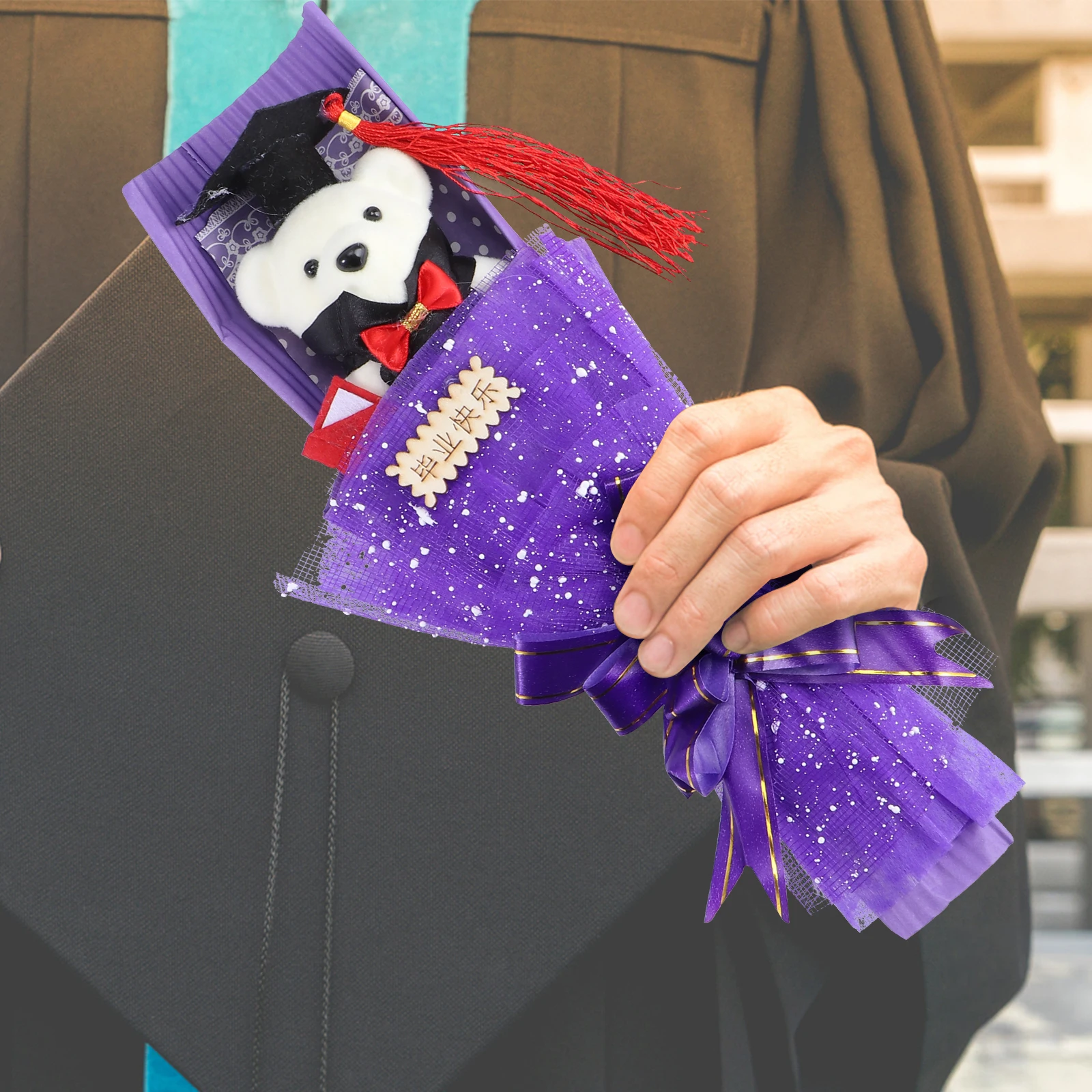 

Graduation Bear Bouquet Lovely Decorations Car Home Office Gifts Students Preschool Kindergarten Plastic Foam Fabric