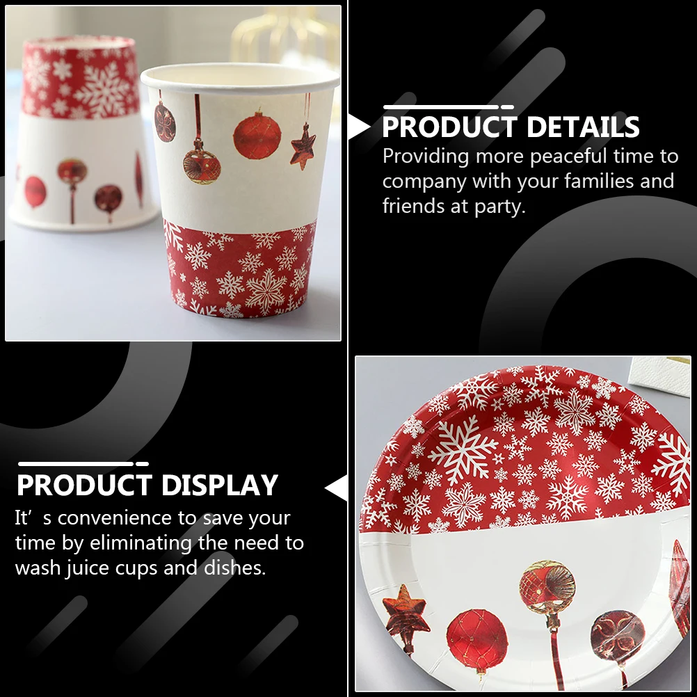 

40 Pcs Unbreakable Plates Party Tableware Paper Cup Holiday White Cardboard Cups for