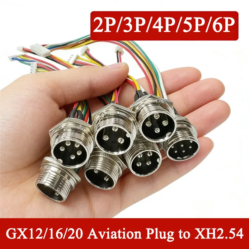 2Pin GX12 GX16 GX20 Male Socket to XH2.54 Terminal Cable M12 3/4/5/6Pin Aviation Plug Wire Connector 15-30cm Extension Line