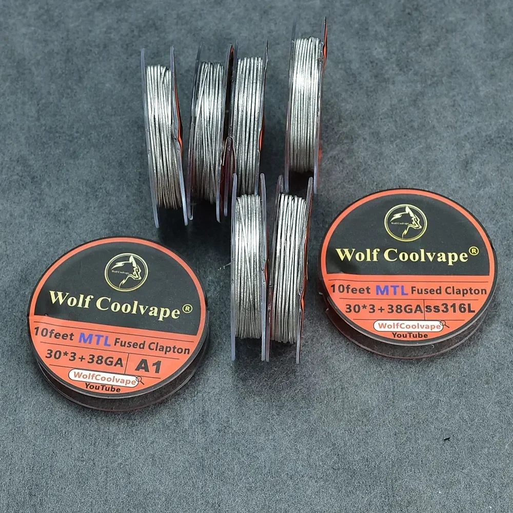 Wolfcoolvape Fused Clapton Wire MTL 10 Feet NI80 A1 SS316L Coil Wire for Kayfun X RTA MTL RDA RBA Vape DIY Rebuildable
