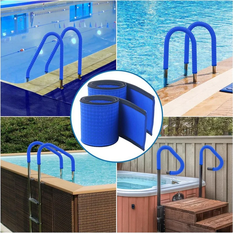 Top!-2 Pack Anti-Slip Pool Handrail Covers With Zippers, Swimming Pool Accessories Hand Rail Cover Grip