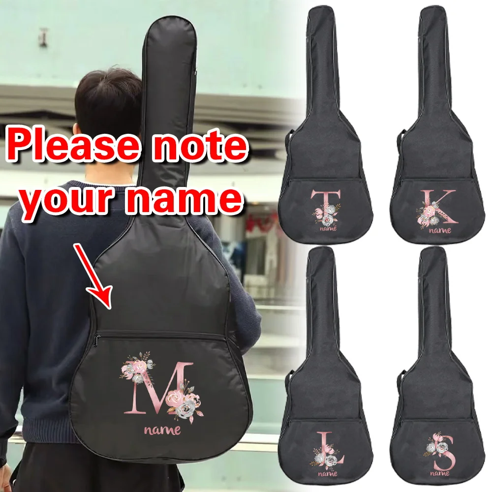 

Personalized Custom Pink Letters 31/34/38/41 Inch Black Guitar Bag Shoulder Bag Handbag Guitar Nylon Waterproof Storage Bag