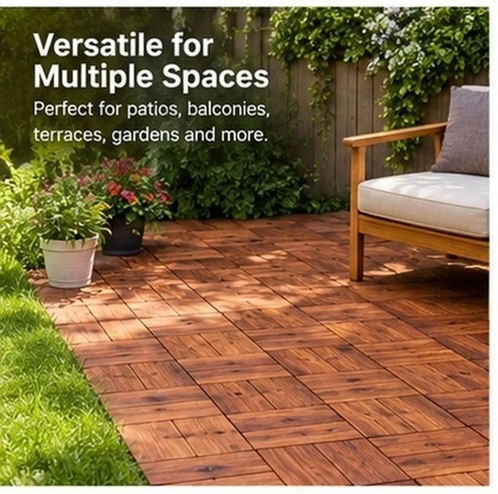 Interlocking Anti-Corrosion Wooden Deck Tile Outdoor Balcony Flooring Patio Floor Cover Garden Walkway Decking Floor Outdoor
