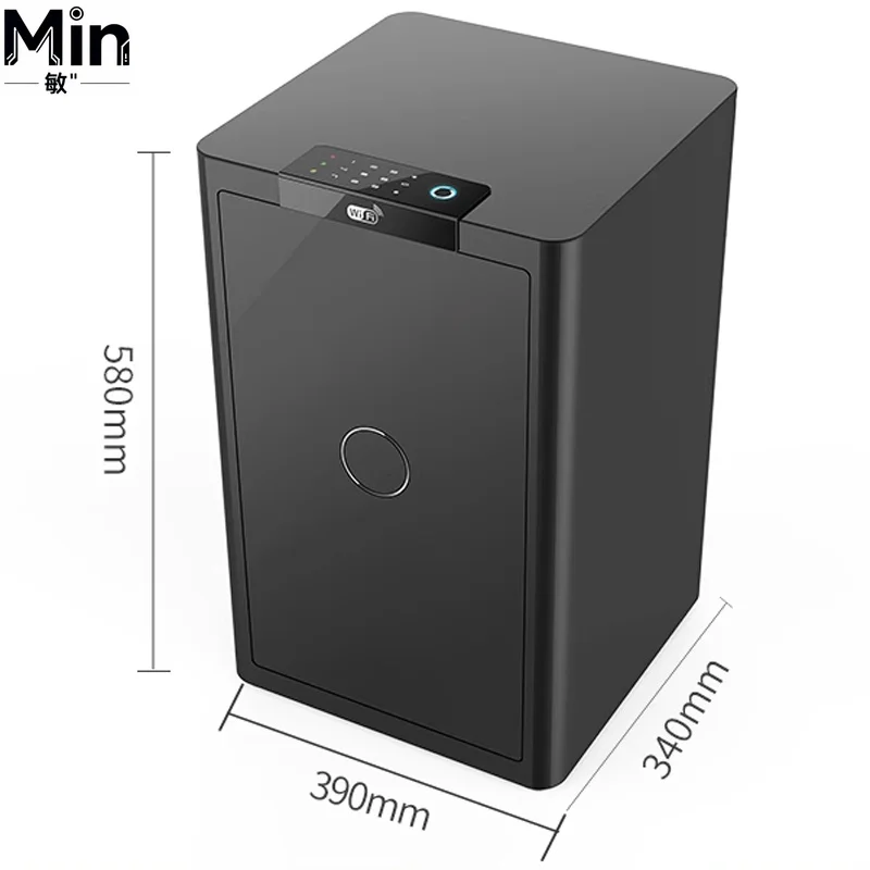 60CM Thickened All Steel Smart Fingerprint Unlock Theft Safe Box for Home Office Bedside Valuable Document Storage