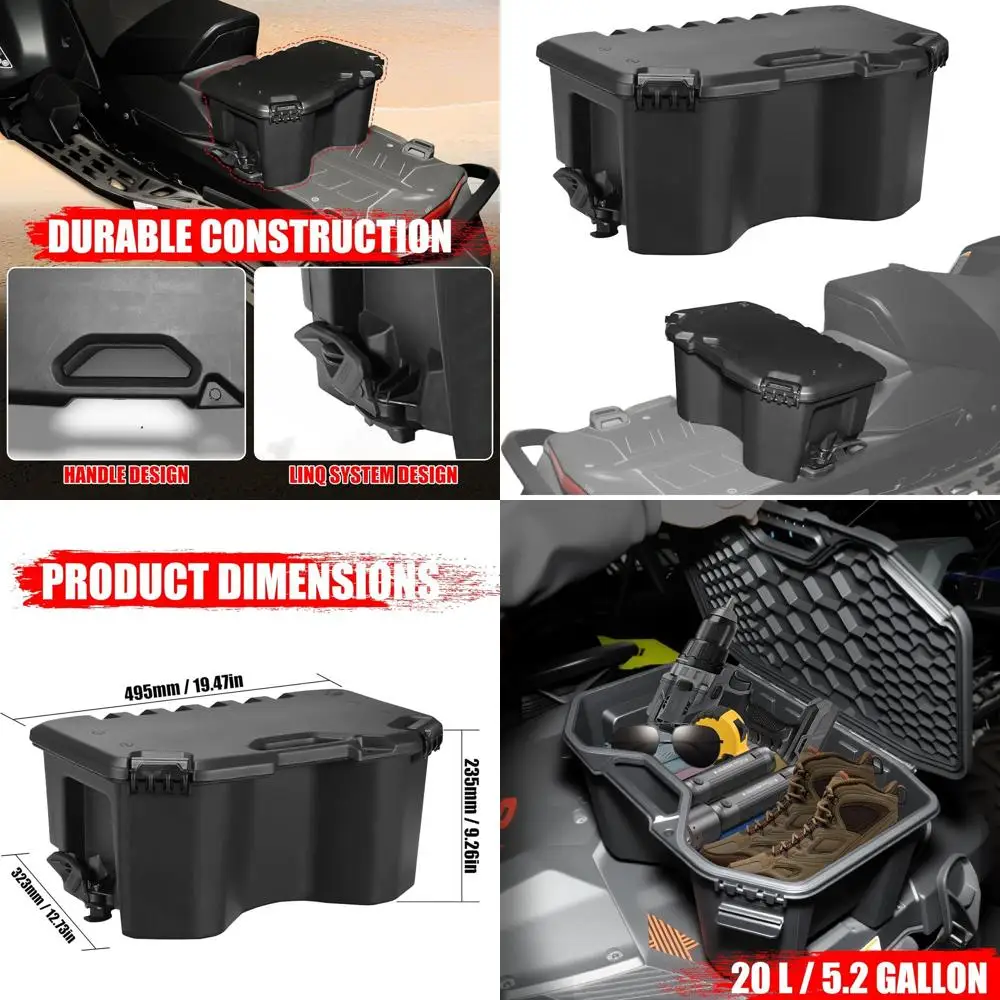 

5.2Gal/20L Rear Modular Cargo Box for Can Am Maverick, Waterproof Rear Bed Tool Storage Box for Can Am Maverick X3 MAX, Trail, D