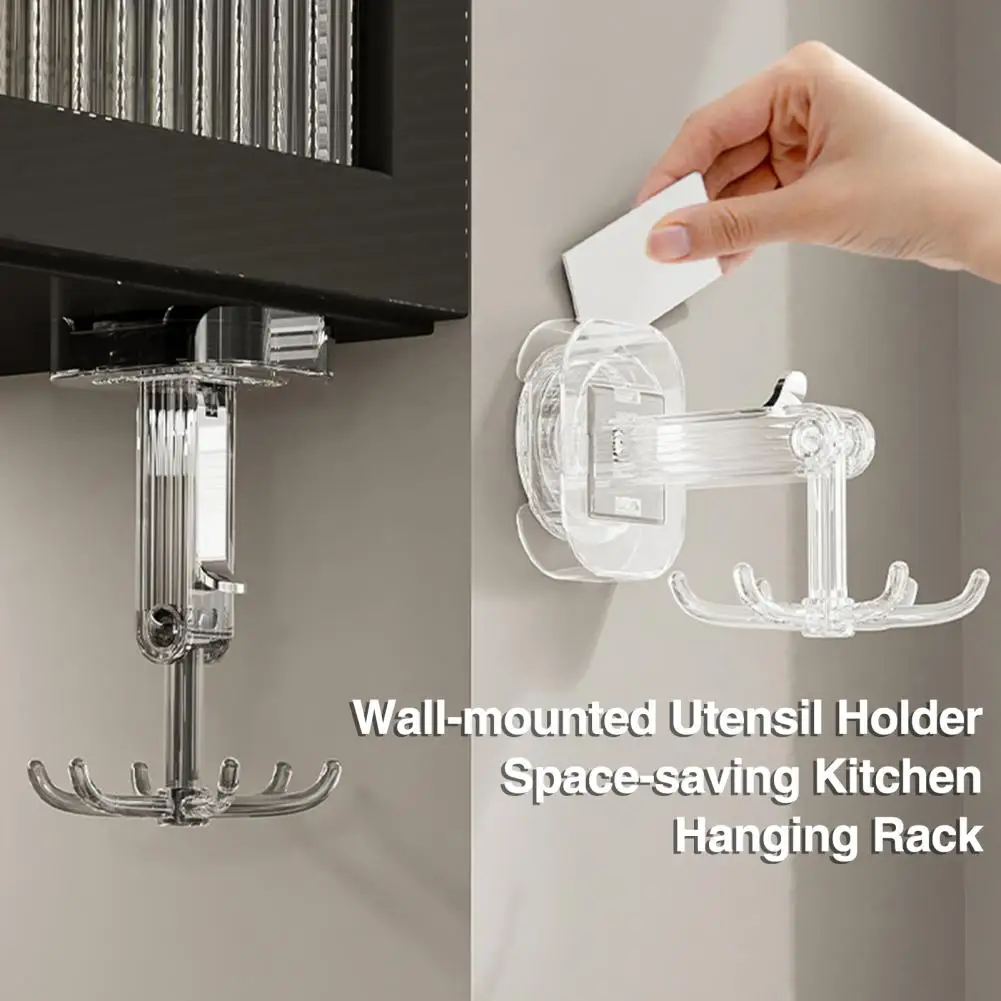 

Rotating Utensil Holder Easy Installation Utensil Holder Efficient under Cabinet Kitchen Utensil Hanger 360° for Organized