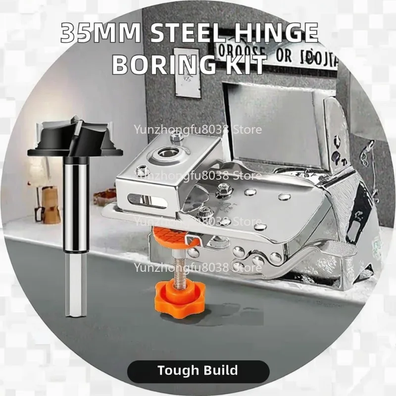 35Mm Stainless Steel Hinged Boring Fixture Kit Woodworking Hole Opener Template with Hole Punch Drill Guide Positioner Hand Tool