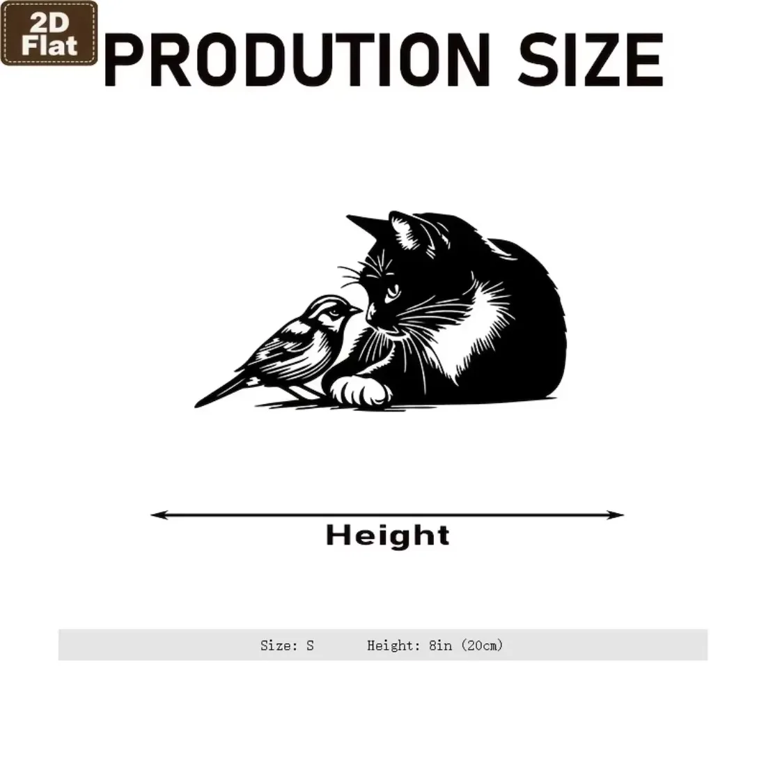 CIFBUY Metal Wall Art Cat and Bird Silhouette 2D Flat Cutout, 2D Flat Laser Cut, Powder-Coated Rustproof