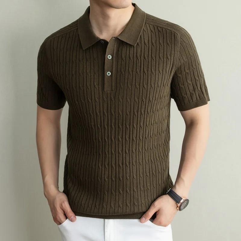Casual Men's Polo Shirts T shirt Linen Fabric Vintage Short Sleeve Top with Collar for Summer Outdoor