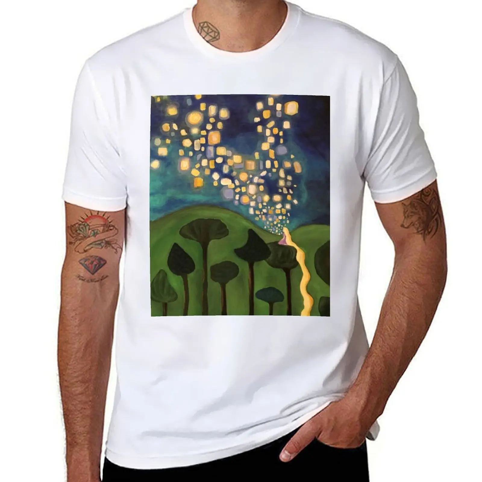 

Tangled Floating Lanterns T-Shirt Dry Fit Athletic Short Sleeve Shirt