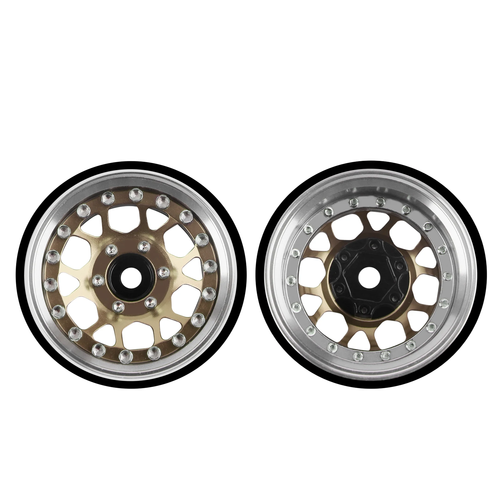 1.3″ Beadlock Wheels, Aluminum Adjustable Negative Offset Rims for 1/18 1/24 RC Micro Crawlers Ascent18 TRX4M SCX24 FCX24, 4PCS