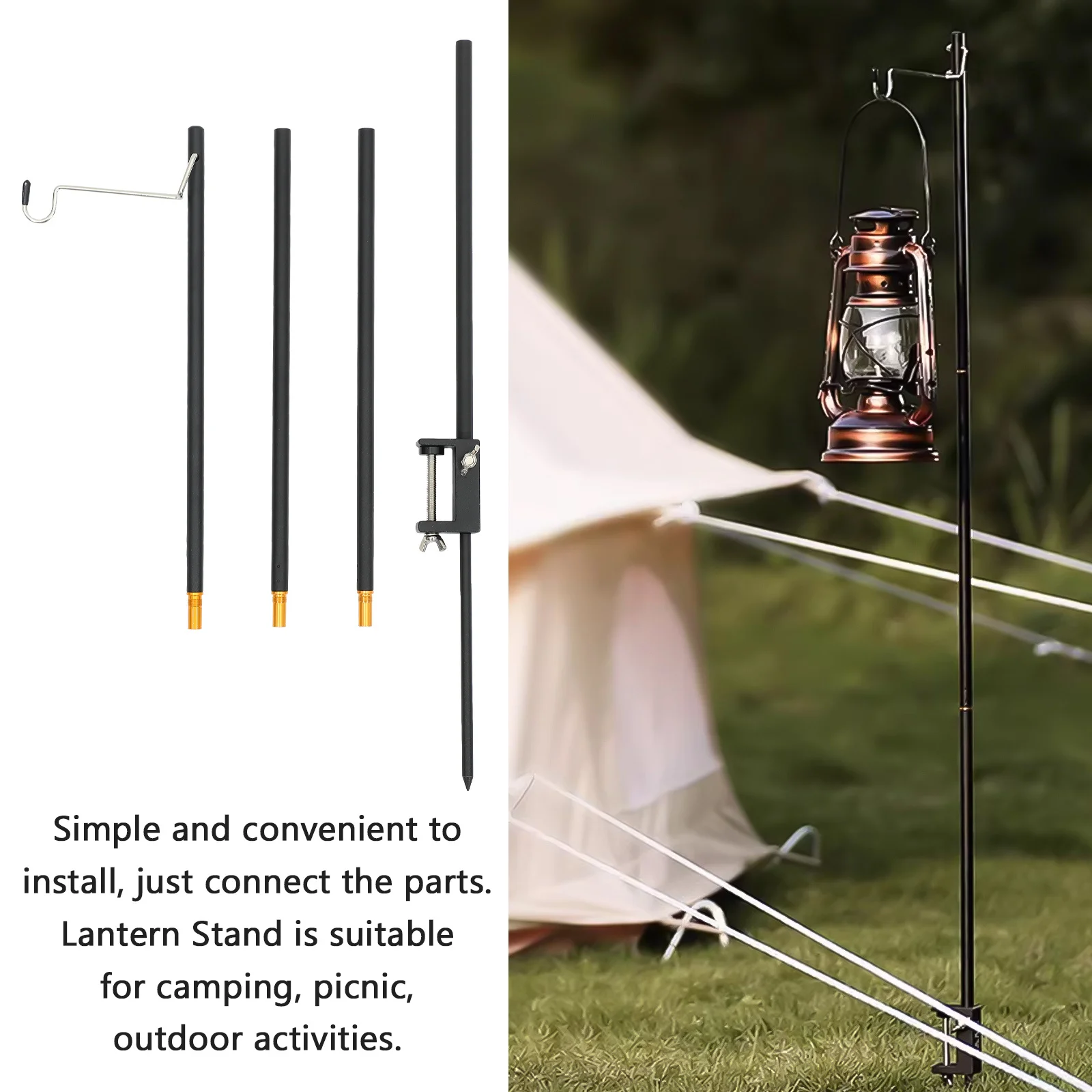 

1Set Adjustable Camping Lantern Pole Stand Outdoor Portable Light Rack Foldable Aluminum Alloy Lamp Holder Lantern Stand