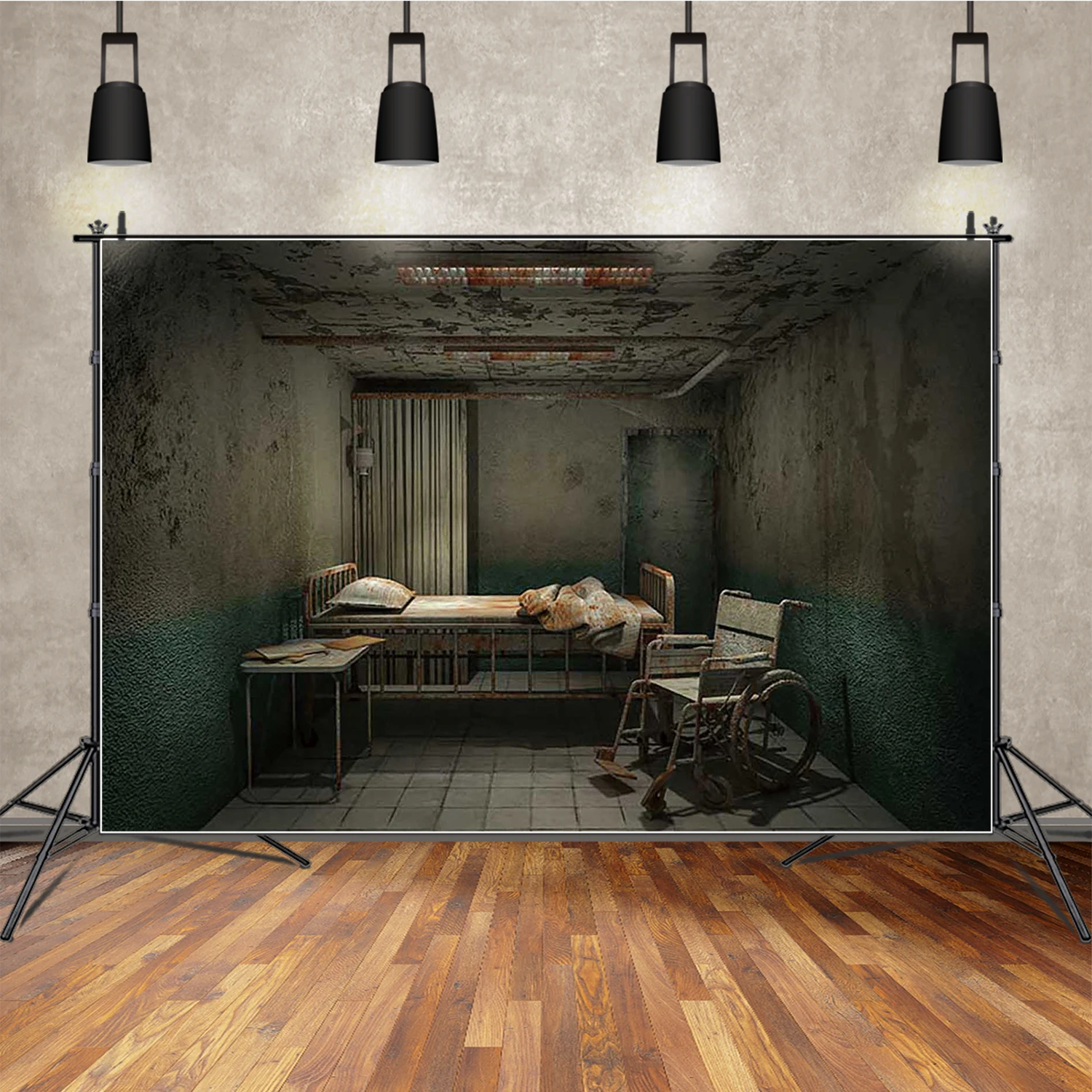 MOON.QG 배경 사진 휠체어 칠판 할로윈 버려진 교실 병동 배경화면 파티 장식