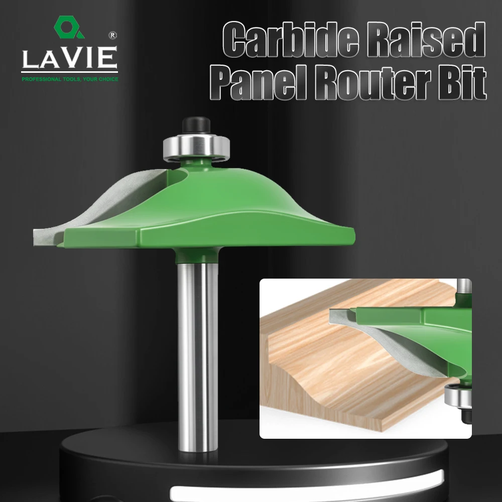 LAVIE 8mm Shank Raised Panel Router Bit 63.5mm Dia Wood Milling Cutter For Cabinet Door Making 65mm Height DIY Tool