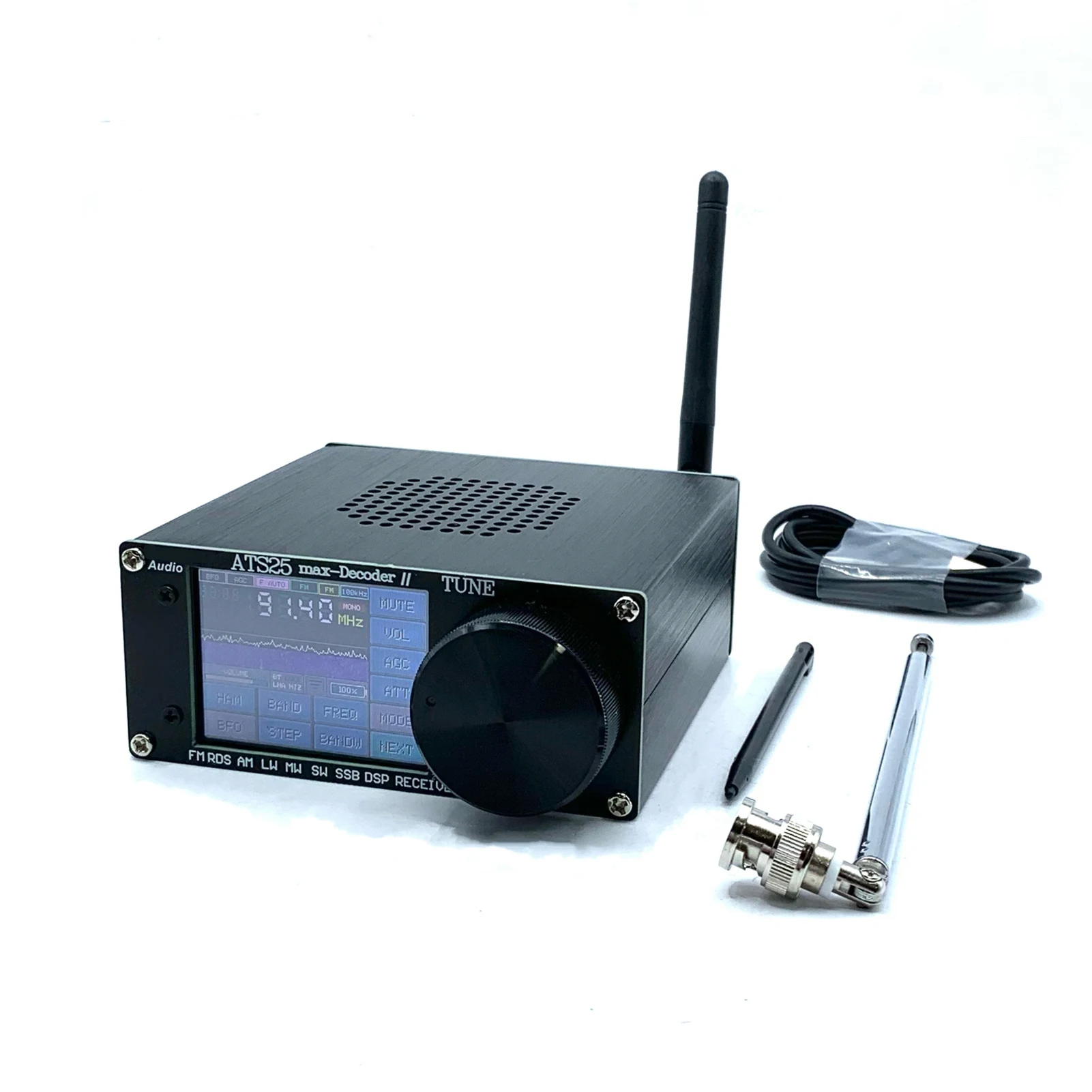 ATS-25MAX Decoder V2 2,4 Zoll Touchscreen Tragbarer Vollband-Radioempfänger mit HAM-Frequenzmodulationsradios Suche