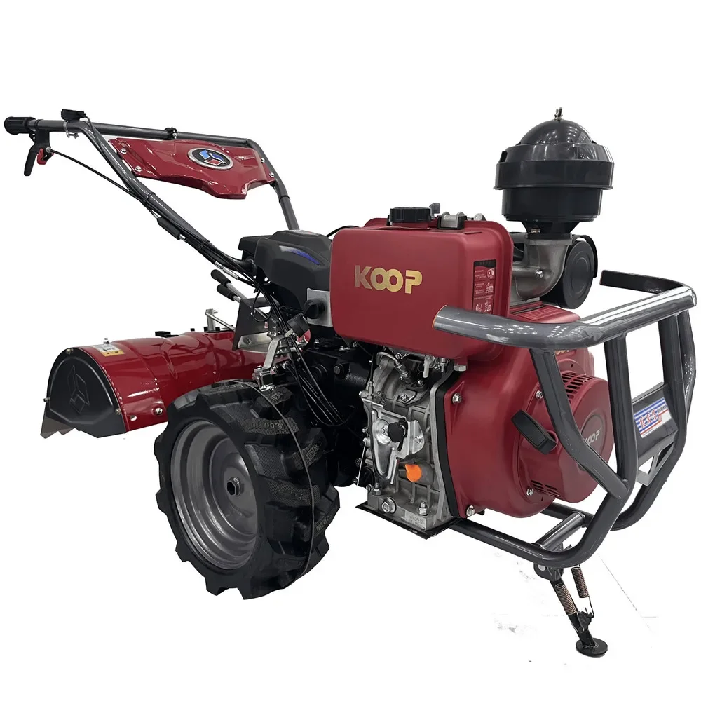 9hp Four-wheel drive agricultural micro tiller old man cultivator small multi-functional rotary tiller