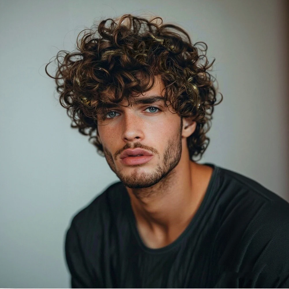 

Бразильские парики из натуральных волос, короткие, в стиле пикси, с темными локонами и мелированием, для мужчин, с предварительно вычесанной линией роста, машинной работы, с полной основой.