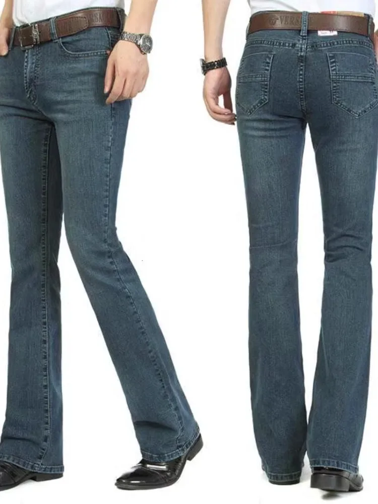 

Faionable Slim Fit Men's Bell Bot Jeans High Waist Straight Leg Long Trousers Trendy Simple Design Winter Collection