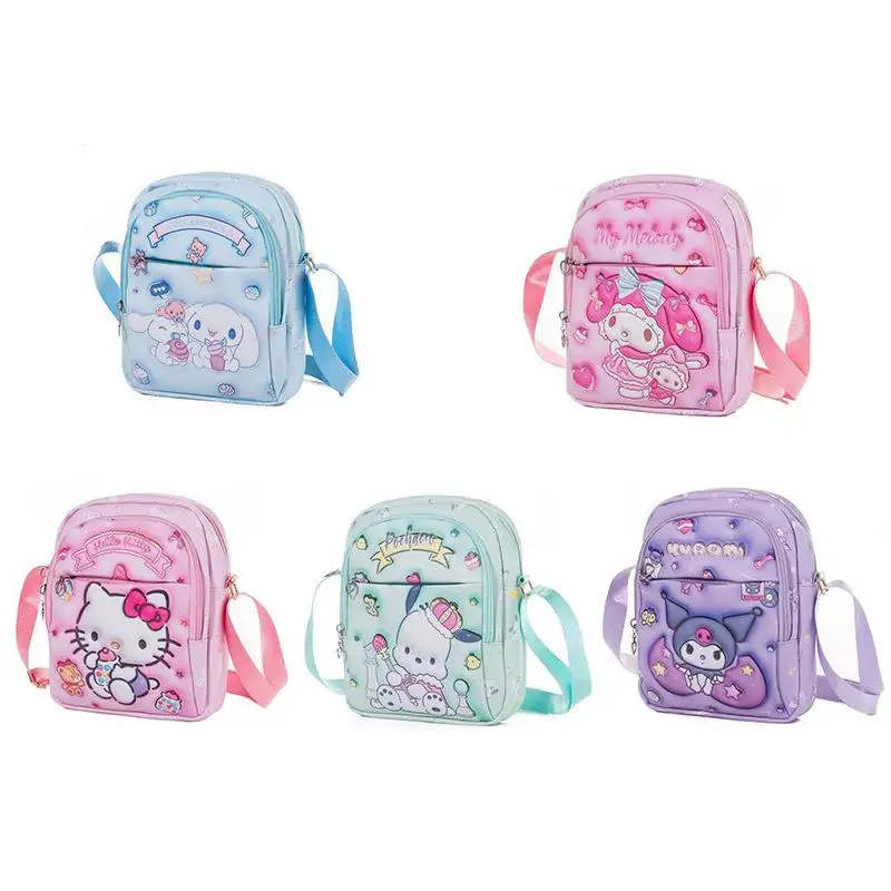 Hello Kitty Cinnamoroll Kawaii Anime Sanrio My Melody Kuromi Cute Cartoon Vertical Square Waterproof Crossbody Bag Shoulder Bag