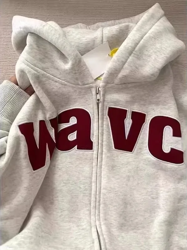 

plus Size American High Street Open Cardigan Hoodie ex Spring Autumn Loose Casual Letter Print Jaet Casual Faion