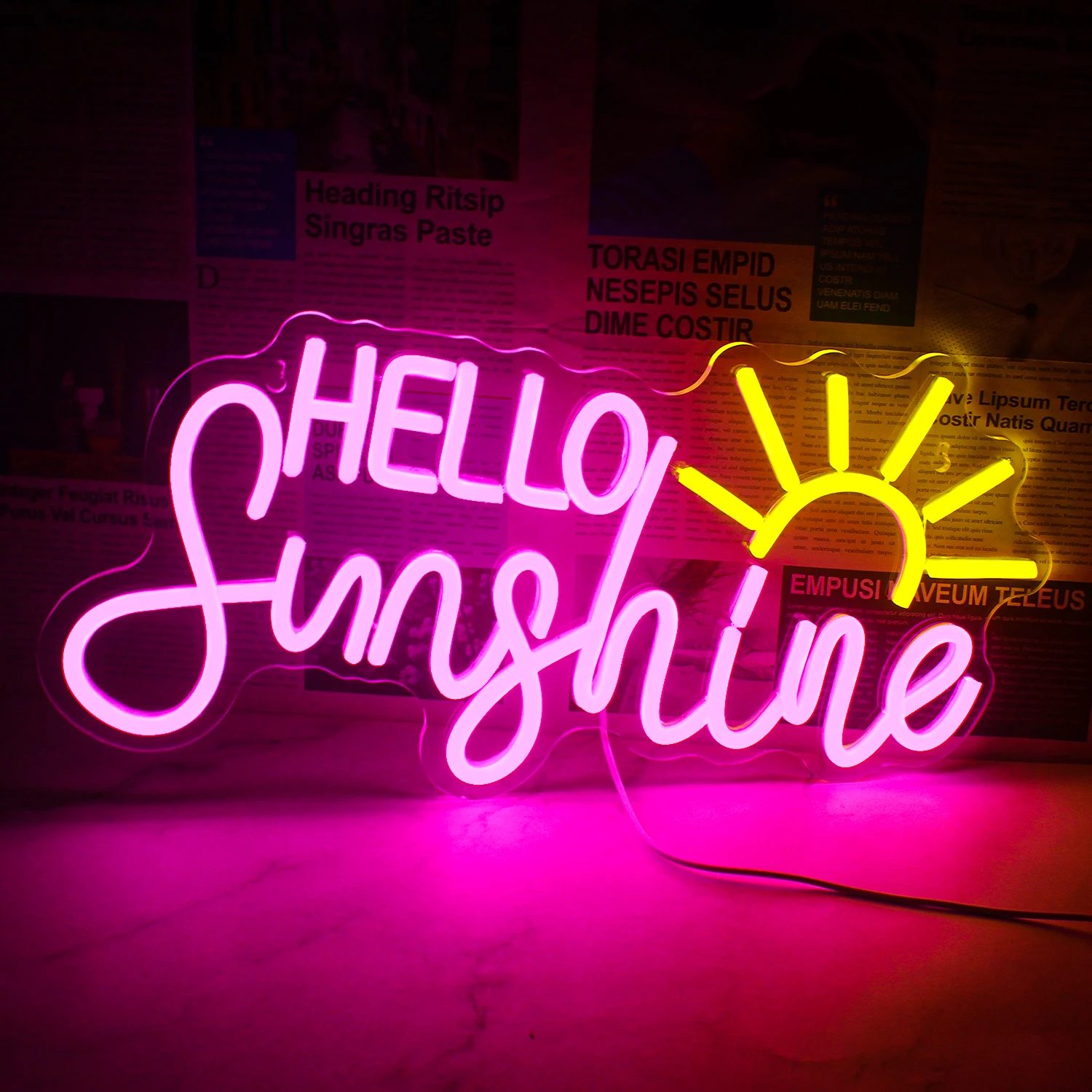 

Неоновые вывески Hello Sunshine, светодиодные светильники для украшения стен, подсветка под солнечным светом, USB-вывеска для спальни, летних окон, домашней бары