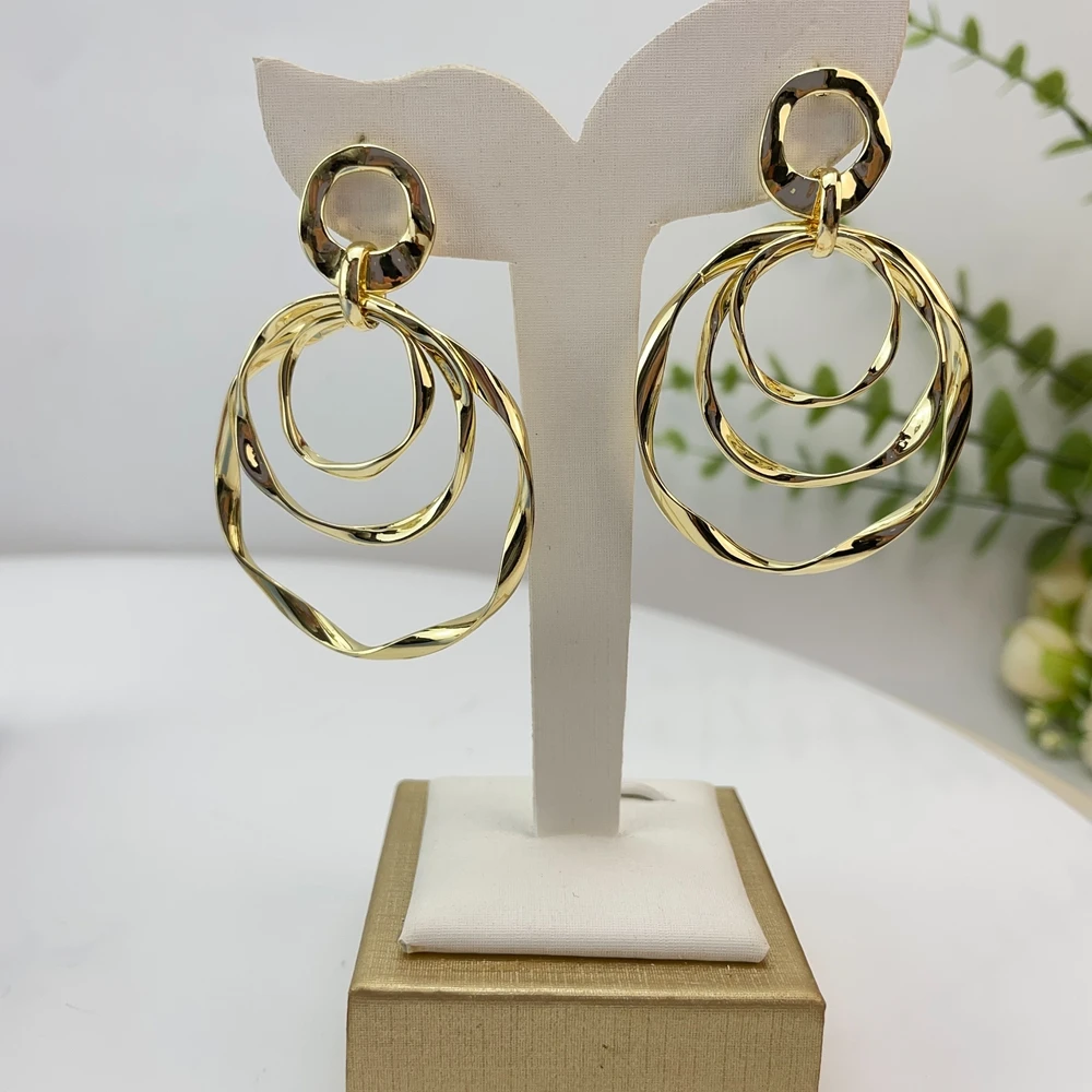 Yuminglai Fashion Luxury Dubai Jewelry Accessories Superior Quality Goldplated Earrings for Women FHK28937