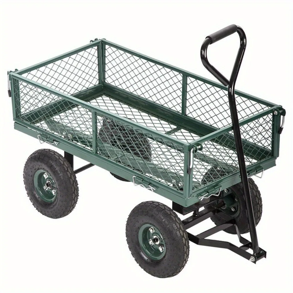 

New Garden Carts Wagons Heavy Duty Utility Outdoor Steel Beach Lawn Yard Buggy for Outdoor, Garden, Farm, Yard