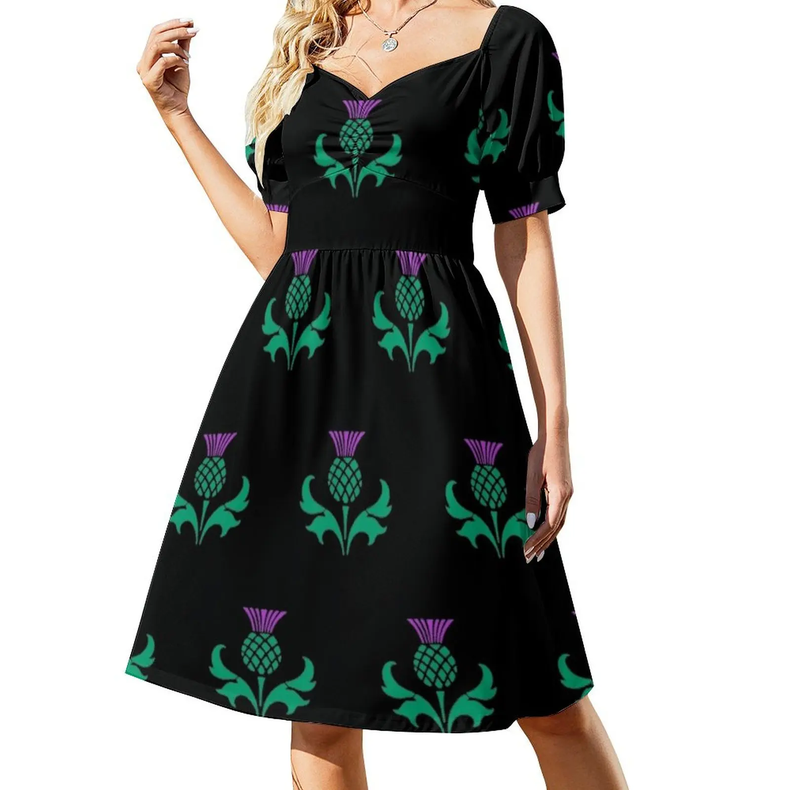 

Flower of Scotland Scottish Thistle Short Sleeved Dress elegant party dress for women 2025 Dress