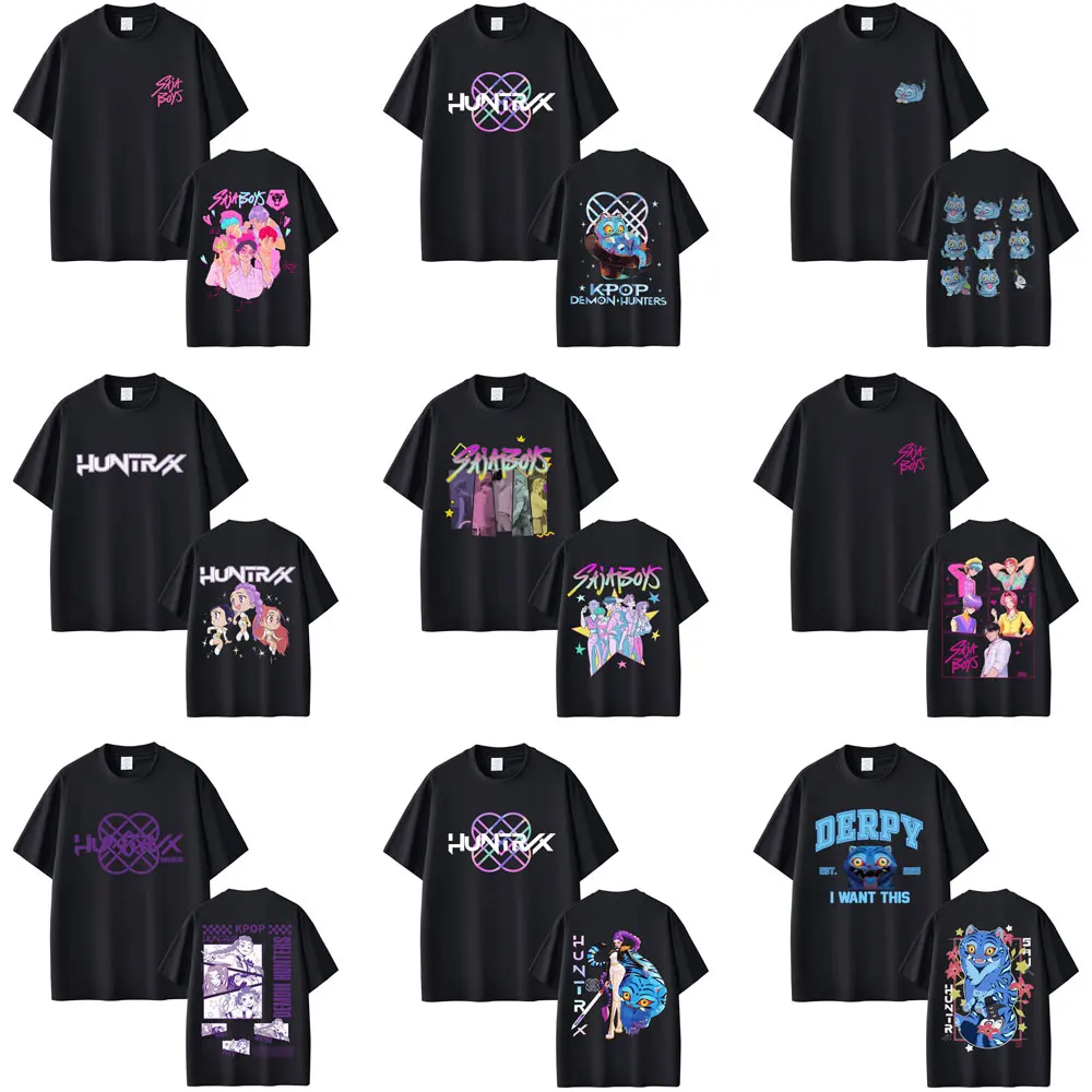 

Movie KPop Demon Hunters T-shirts Saja Boys Tshirt Derpy Tiger T-shirt Rumi Mira Zoey T Shirts Men Women Casual Cotton Tee Shirt