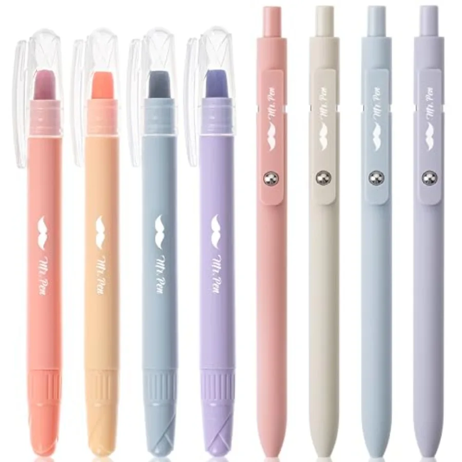

- Bible Highlighters and Gel Pens, 8 Pack, Pastel Colors Gel Highlighters No Bleed, Black Ink Gel Pens, Fast Dry and No Smear f