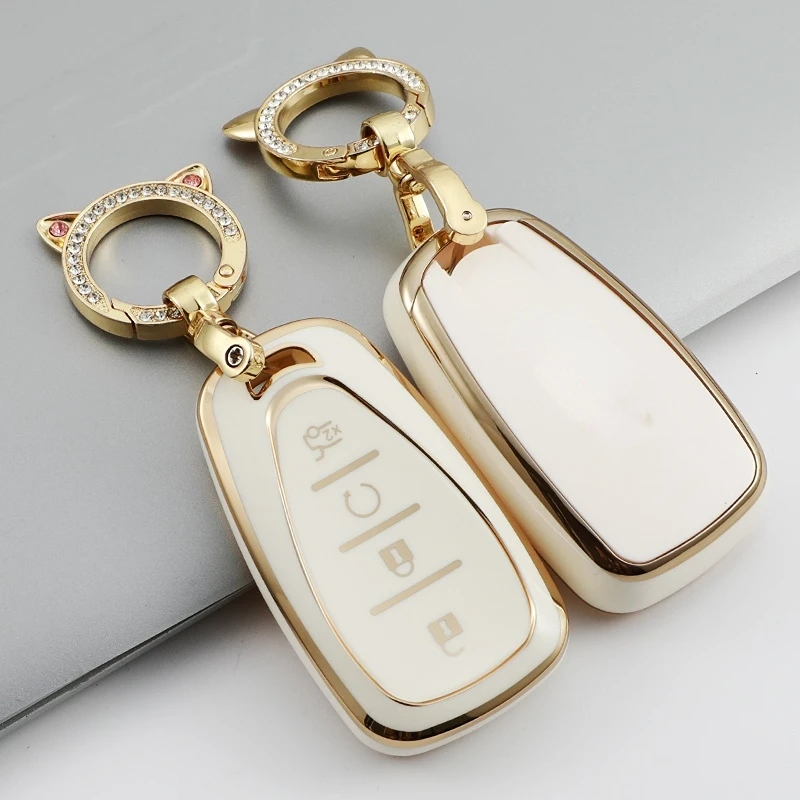 Soft TPU Car Remote Key Cover Case Shell Fob for Chevrolet Malibu Equinox Cruze Camaro Volt Bolt Trax Spark Accessories Keychain